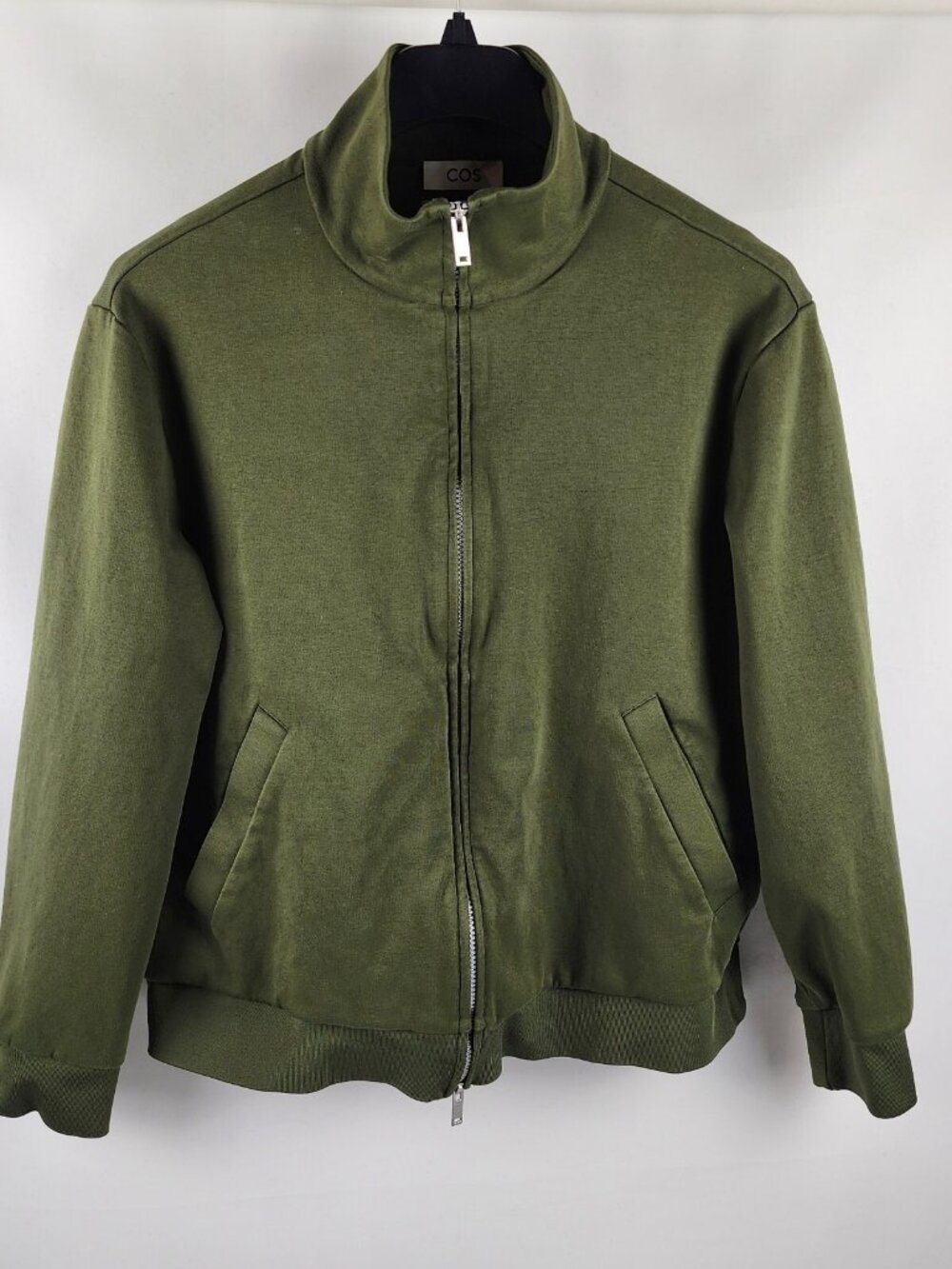 COS Jacket Mens Large Forest Green Regular Coupe Droite Full Zip